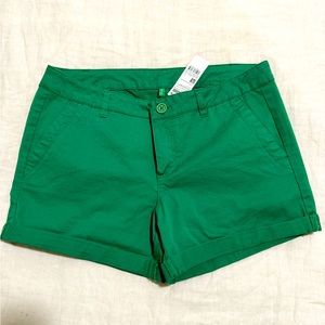 Benetton green shorts, size 8